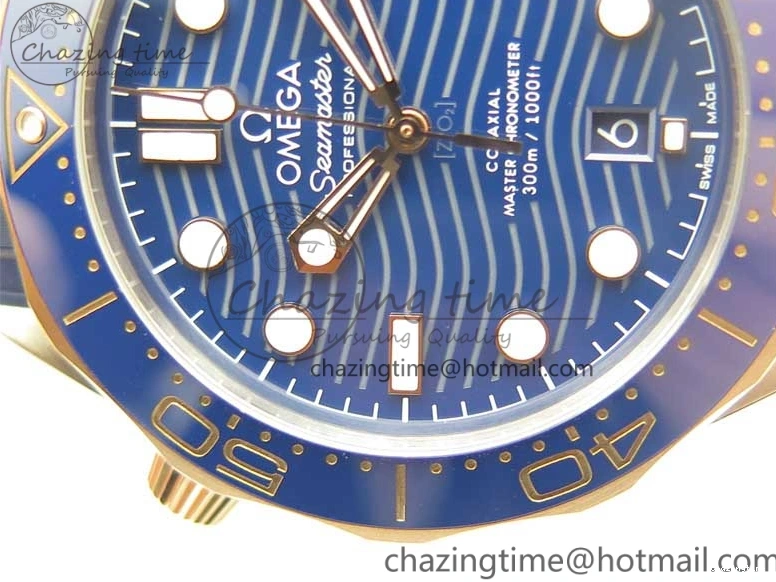 0427 2018 Seamaster Diver 300M SS RG VSF 1:1 Best Edition RG Bezel Blue Dial on Blue Rubber Strap A Contemporary 7927